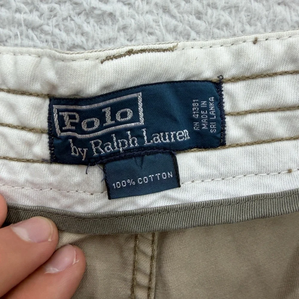 Polo Ralph Lauren Mens Khaki Tan Cotton Cargo Shorts Size 42 Classic Fit